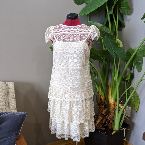 Vintage bohemian dress - 70s does 20s two piece cream LACE dress - boho - xs/sm - Picture 5 of 6